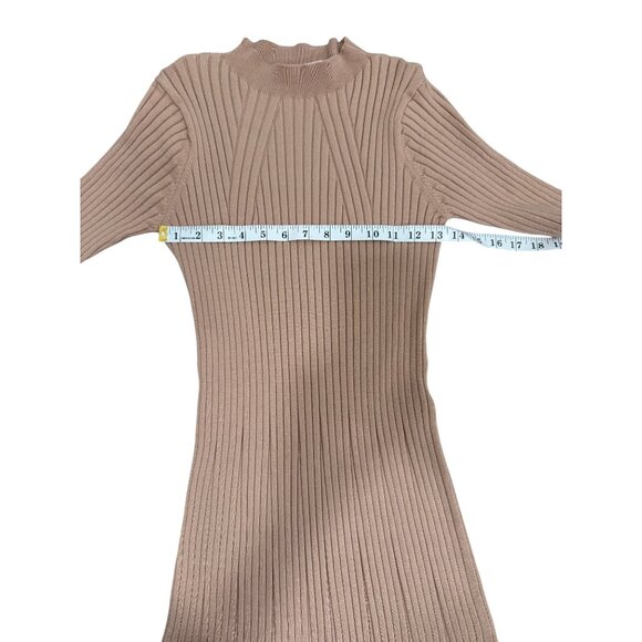 Varley Rib Knit Midi Dress Short Sleeve Beige Maeve Womens Size M - Picture 7 of 9